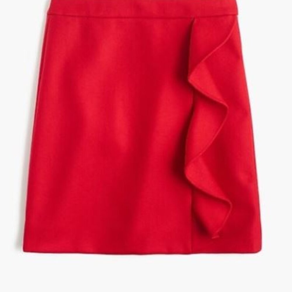 J. Crew Ruffle Mini Skirt in Double-Serge Wool